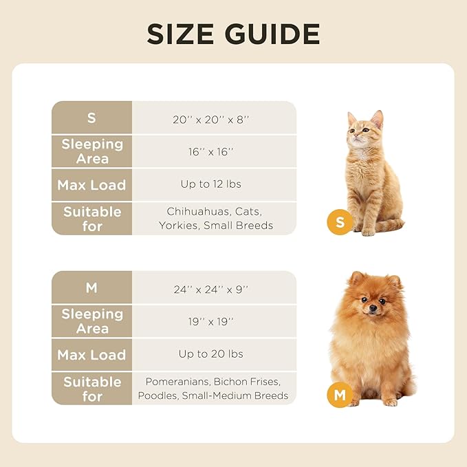 Joydeco Beige Cat Bed Kitten Bed, Washable Round Cat Beds for Indoor Cats, Ultra Soft Plush Pet Bed for Puppy and Kitten with Anti-Slip, Medium