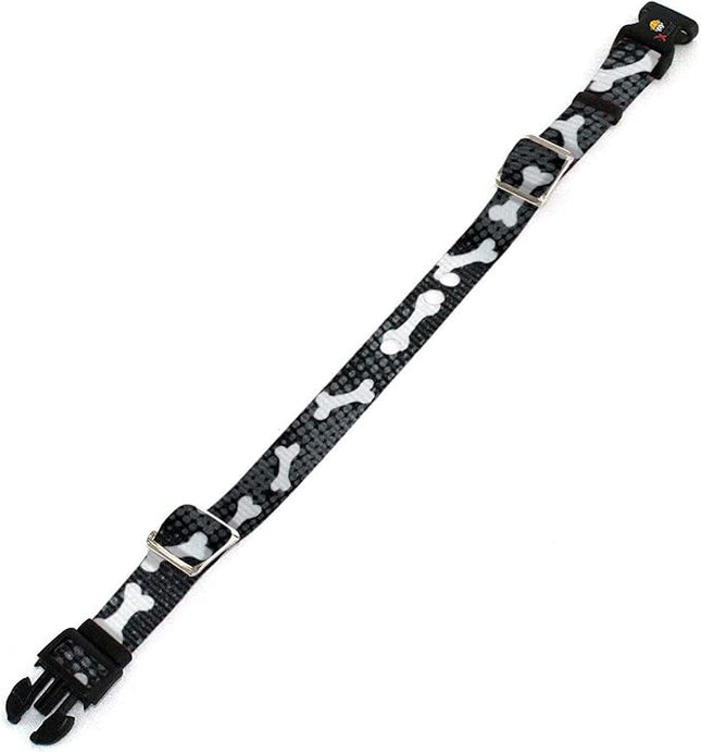 Extreme Dog Fence Replacement Containment and Training Collar Strap for Most Underground Electric Dog Fence Brands - Black Bones (Large: 18" - 27" x 1")