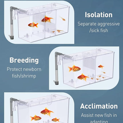 Pawfly Aquarium Breeding Box Fish Tank Hatchery Incubator Acrylic Breeder Box for Aggressive Fish Guppy