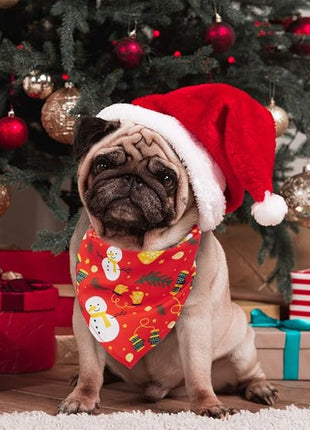 BINGPET Christmas Dog Bandanas - 4 Pack Holiday Xmas Pet Doggy Triangle Scarf with Christmas Element Patterns for Small Medium Large Dog Cat Boy Girl