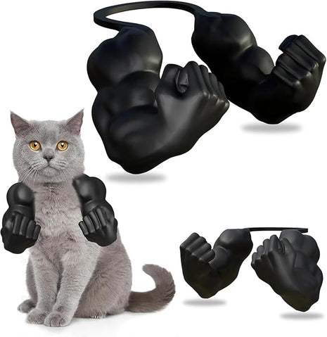 Cat Muscle Arm Halloween Cat Costume Accessory,3D Printed Cat's Neck Arm with Muscle for Pet Cosplay, Birthday Party,Halloween Costume Accessories Adjustable Lightweight Design - Black