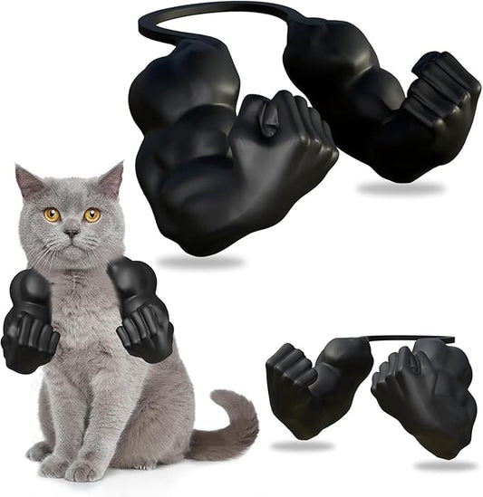 Cat Muscle Arm Halloween Cat Costume Accessory,3D Printed Cat's Neck Arm with Muscle for Pet Cosplay, Birthday Party,Halloween Costume Accessories Adjustable Lightweight Design - Black