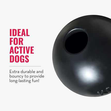 KONG Extreme Ball with Hole - Fetch Toy - Durable Dog Toy for Training, Interactive Playtime & More - Natural KONG Extreme Rubber Ball - Black - For Small Dogs