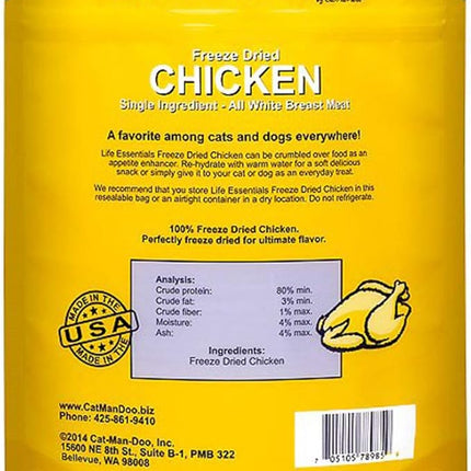 LIFE ESSENTIALS BY CAT-MAN-DOO All Natural Freeze Dried Chicken for Dogs & Cats - No Fillers, Preservatives, or Additives - Grain Free Tasty Treat - 5 Oz Bag - Made in USA