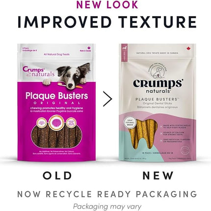 Crumps' Naturals Plaque Busters 3.5" (18ct) 9.0oz/255g Dog Dental Treat (Pack of 2)