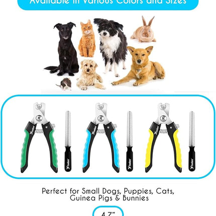Candure Pet Nail Clippers Professional Nail Trimmer Suitable for Puppy, Cats, Rabbits and Guinea Pigs - Safety Lock/Protective Guard to Avoid Over Cutting (Blue, Small)