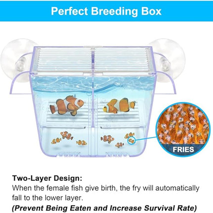 Fish Breeding Box Aquarium Holding Tank Transparent Fish Isolation Box Acclimation Hatchery Incubator Breeder for Betta Shrimp Clownfish Guppy Small