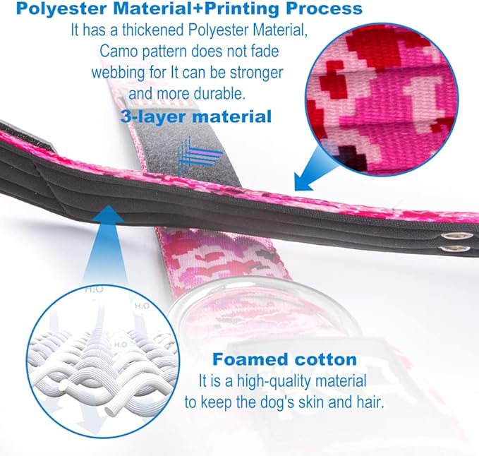 TSPRO Tactical Dog Collar 1.25 Inch Wide Thick Dog Collars with Heavy Duty Metal Buckle, Durable, Strong, Adjustable for Small Dogs (Camo Green S)