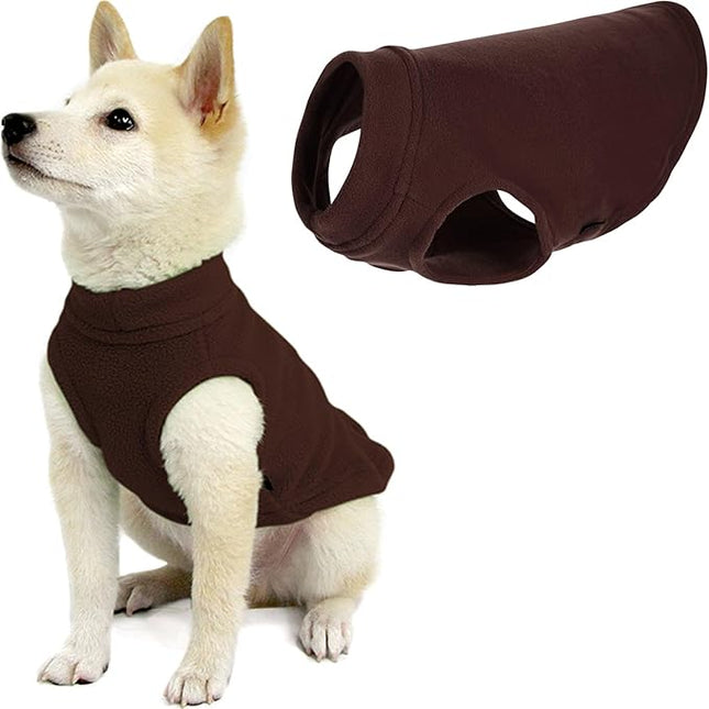Gooby Stretch Fleece Vest Dog Sweater - Brown, X-Small - Warm Pullover Super Stretchy Fleece Dog Jacket for Small to Large Dogs