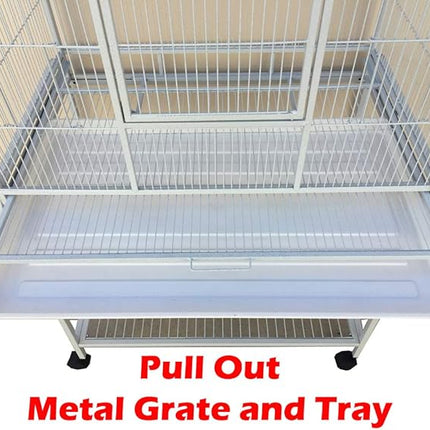 64" Extra Large Wrought Iron Breeding Flight Canary Parakeet Cockatiel Lovebird Finch Cage Side Nesting Doors Easy Clean Pull Out Tray with Removable Rolling Stand