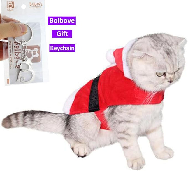 Bolbove Pet Christmas Santa Claus Suit Costume with Hat for Cats Puppies