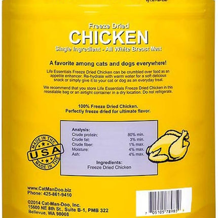LIFE ESSENTIALS BY CAT-MAN-DOO All-Natural Freeze Dried Chicken Treats for Dogs & Cats Free of Grains, Fillers, Additives and Preservatives Proudly Made in The USA - 4 Pack (5 oz. Bag)