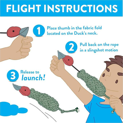 Spunky pup Fly & Fetch Dog Toy - Durable, Floating, Interactive Bungee Launcher for Fetch and Water Play, Rope Duck