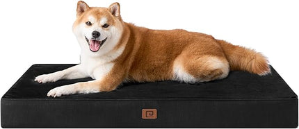 EHEYCIGA Waterproof Dog Bed Orthopedic 30"x20", Memory Foam Pet Bed for Medium Dogs, Washable Pet Mat with Removable Cover, Black