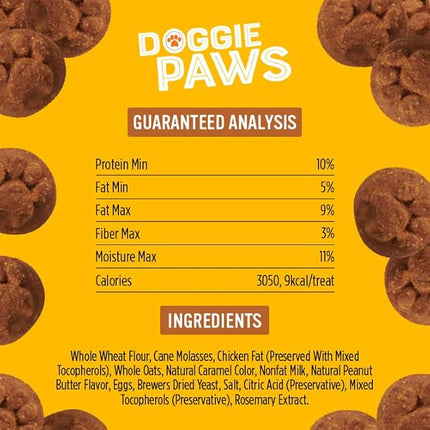 Blue Dog Bakery Natural Dog Treats, Doggie Paws, Peanut Butter, 16.2oz (6 Count)