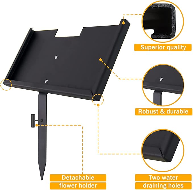 HDSD 12x6'' Personalized Pet Memorial Stones Black Granite Headstones for Dogs Laser Engraved with Photo (Gold Font + Photo Tile)