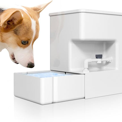 ICELEAF Automatic Pet Water Dispenser 8L Non-Gravity Waterer Algae-Free Avoid Dirty Water Backflow for Dogs and Cats Easy Top Fill Water Feeder Dog Cat Pets Water Bowls 2.11Gallon, White
