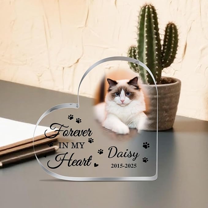 Cat Memorial Gifts for Loss of Cat Custom Pet Memorial Acrylic Plaque Pet Loss Gifts Pet Memorial Gifts for Dogs Cats Dog Remembrance Bereavement Gift Dog Death Sympathy Gift in Memory of Dog Keepsake