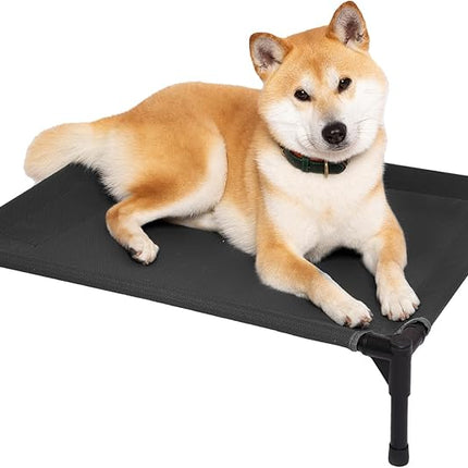 pettycare Elevated Outdoor Dog Bed - Dog Cots for Small Pet, Heavy Duty Raised Cot Waterproof, Cooling Pets Bed with Washable Durable Teslin Mesh and Non Slip Feet, 28 Inches, Black