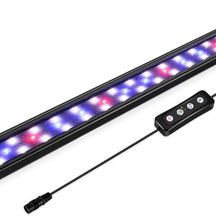 hygger 9W Full Spectrum Aquarium Light with Aluminum Alloy Shell Extendable Brackets, White Blue Red LEDs, External Controller, for Freshwater Fish Tank (12-18 inch)