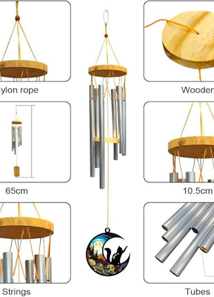 Cat Wind Chimes Suncatcher, Personalized Cat Wind Chimes Suncatcher, Cat Loss Wind Chimes Suncatcher, Gifts for Cat Lovers, Cat Memorial Ornament Loss of Pet Sympathy Gift, Sympathy Pet Wind Chimes