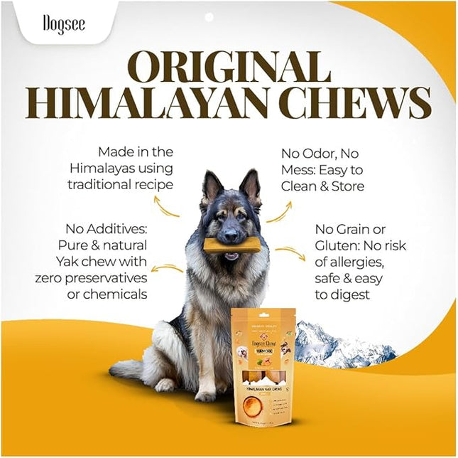 Dogsee Himalayan Yak Cheese Dog Chews with Turmeric/Curcumin (Medium - 6Chew) | Long Lasting | Anti-inflammatory | Fights Plaque and Tartar | Odorless Dog Treats