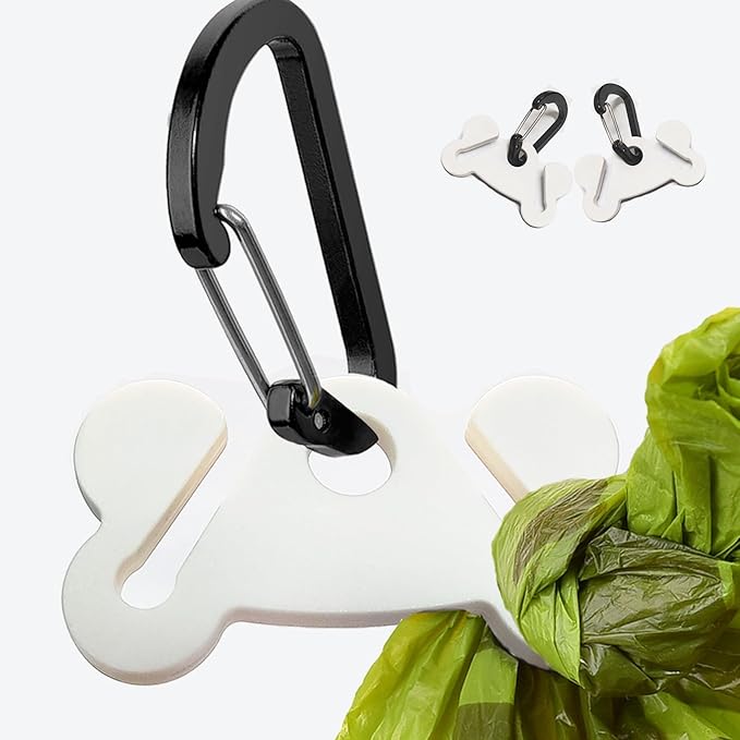 2PCS Dog Poop Bag Holder for Leash Dog Waste Bag Carrier Hand Free Walking Accessory Leash Attachment for Dog Poop Bag Dispenser Durable, White
