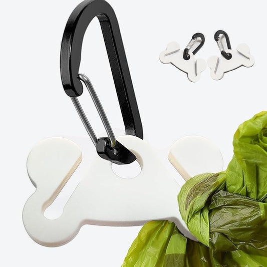 2PCS Dog Poop Bag Holder for Leash Dog Waste Bag Carrier Hand Free Walking Accessory Leash Attachment for Dog Poop Bag Dispenser Durable, White