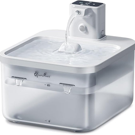 DownyPaws Battery Operated Cat Water Fountain, 84oz/2.5L Fursink Wireless Pet Water Fountain for Cats Inside, Automatic Dog Water Dispenser with Motion Sensor, Ultra Quiet Pump, BPA-Free, White