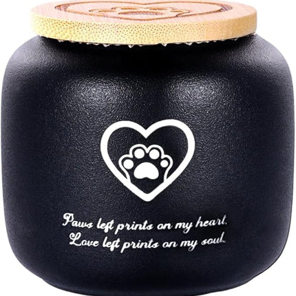 HappyTails Ceramic Pet Ash Urn for Small/Medium Cats & Dogs, Funeral Cremation Urn, Memorial Keepsake Decorative Urns