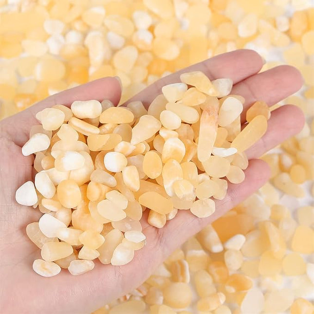 1lb Yellow Jade Aquarium Gravel Rocks Natural Tumbled Healing Crystal Chips Bulk Gemstones Crushed Stones for Fountain Vase Filler Planters Decorative Fish Tank Potted Reiki Energy Balancing