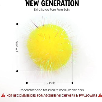 20 Pieces Mix Sizes Sparkle Pom Pom Balls for Cat - Interactive Glitter Balls, Multicolor, Best as Kitten Play Toys.