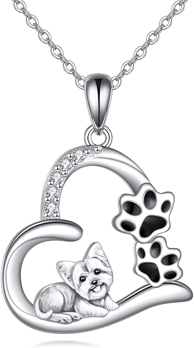 VONALA French Bulldog Guinea Pig Fox Sloth Necklace 925 Sterling Silver Cute Animal Heart Pendant Jewelry Gifts for Women