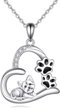 VONALA French Bulldog Guinea Pig Fox Sloth Necklace 925 Sterling Silver Cute Animal Heart Pendant Jewelry Gifts for Women