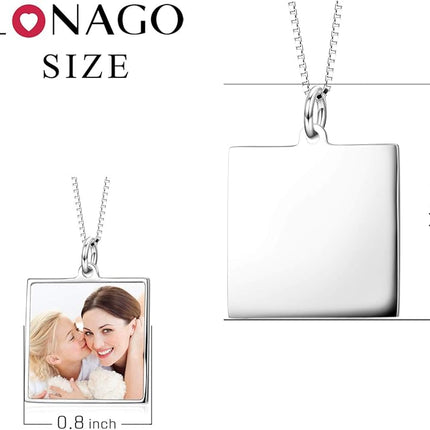 LONAGO Full Color Photo Picture Personalized Necklace Custom Etched Dog Tag Image Pendant with Message Name