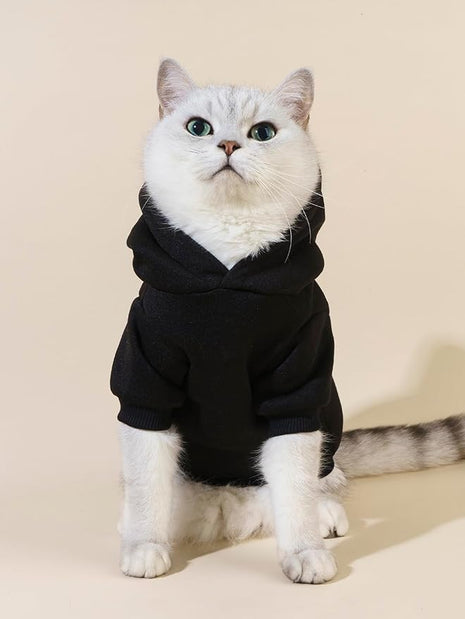 QWINEE Cartoon Bear Print Cat Hoodie Breathable Stretchy Sweatshirts with Hat Warm Cat Clothes for Small Medium Large Cats Dogs Multicolor XL