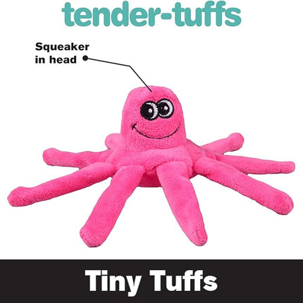 SmartPetLove Snuggle Puppy Tender-Tuffs Small Dog Toys - Pink Plush Octopus Dog Toy for Small Breeds with Puncture Resistant Squeaker