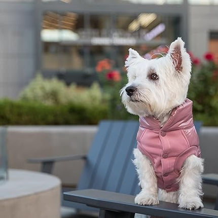 Blueberry Pet Cozy Mauve Pink Dog Jacket – Lightweight Puffer Winter Coat for Small & Medium Dogs, Warm Outdoor Wear, Size 14 (15.75" Back Length)