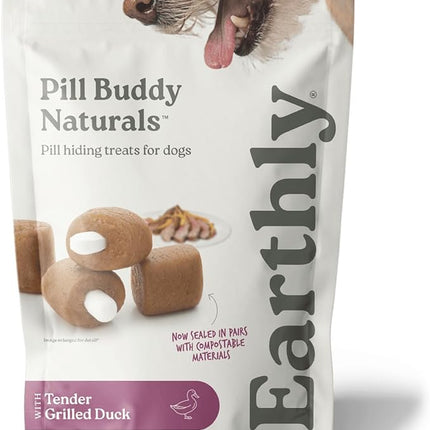 Earthly Pill Buddy Naturals - Duck (Chicken-Free) Pill Hiding Treats for Dogs - Pill Pocket for Any Size Medication - 30 Servings