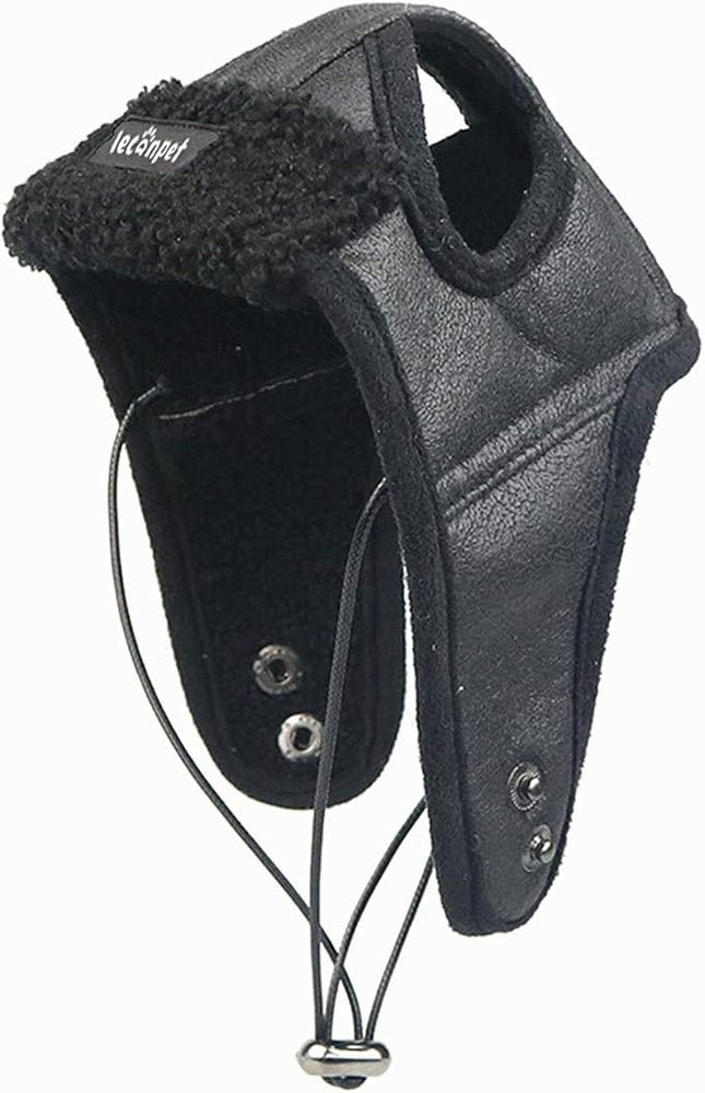 Leconpet Dog Aviator Hat, Dog Winter Pilot Hat with Ear Flaps for Cold Weather (XXL, Black)