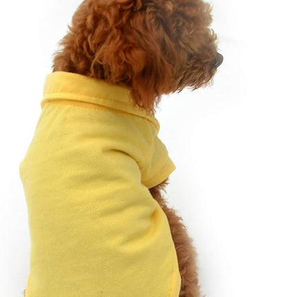 lovelonglong Basic Dog Polo Shirts Premium Cotton, Polo T-Shirts for Large Medium Small Dogs with a Two-Button Collar Blank Color Yellow XXL