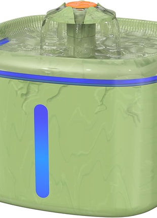 Cat Water Fountain 84 oz / 2.5 L - Automatic Pet Water Dispenser (Also Suitable for Dogs) with 2 Replacement Filters, Suitable for Cats, Dogs and Multi-pet households (Camouflage Green)