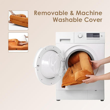 EHEYCIGA Orthopedic XL Dog Beds, Waterproof Memory Foam Dog Bed for Extra Large Dogs, Non-Slip Bottom and Egg-Crate Foam Big Pet Couch Bed with Washable Removable Cover,Pumpkin Orange