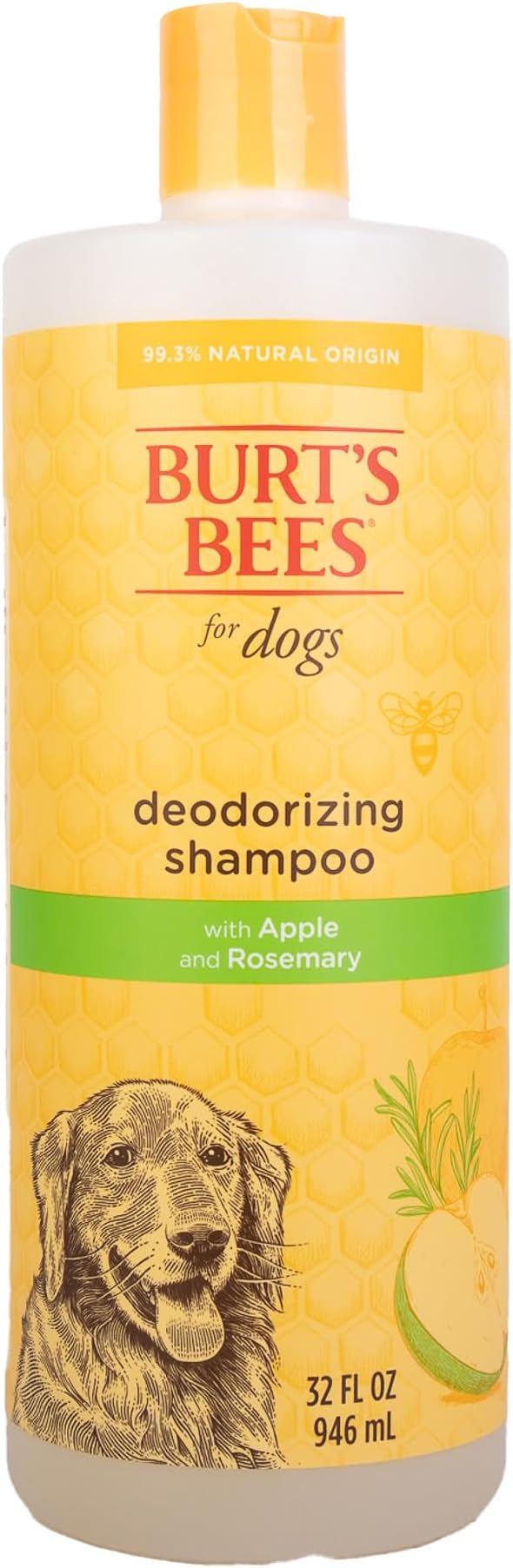 Burt's Bees for Pets Deodorizing Dog Shampoo with Apple and Rosemary, 95% Natural Origin Formulas, Dog Deodorizing Shampoo - Gentle Dog Shampoo, Best Dog Shampoo for Smelly Dogs, 32 oz