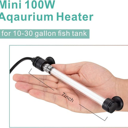 hygger 100W Mini Inline Quartz Glass Aquarium Heater with External Controller, Adjustable Submersible Betta Fish Tank Thermostat for 10-30 Gallon
