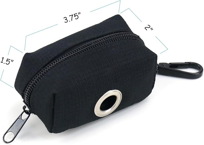 Wagtime Club 2 Pack Dog Poop Bag Holder for Leash Dog Waste Bag Dispenser Soft Fabric Puppy Potty Carrier Suitable for Any Leash with 2 Roll of Pet Trash bag, Black
