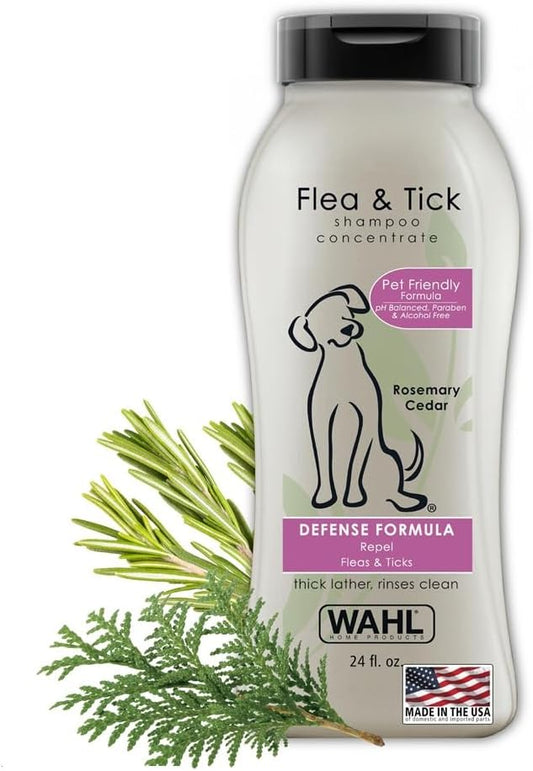 Wahl USA Flea & Tick Repelling Dog Shampoo – Defense Formula with Rosemary & Cedar Scent – 24 Oz - 820007T
