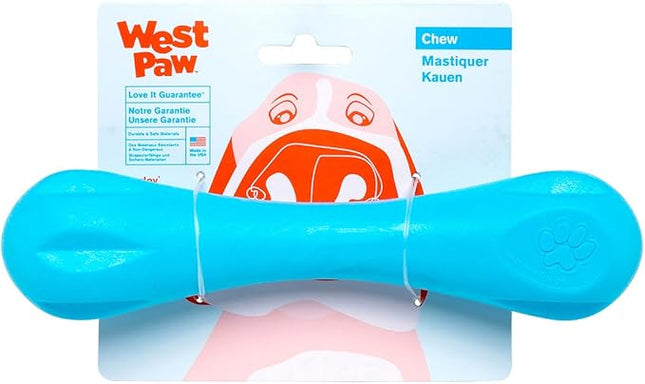WEST PAW Zogoflex Hurley Dog Bone Chew Toy – Floatable Pet Toys for Aggressive Chewers, Catch, Fetch – Bright-Colored Bones for Dogs – Recyclable, Dishwasher-Safe, Non-Toxic, Large, Aqua