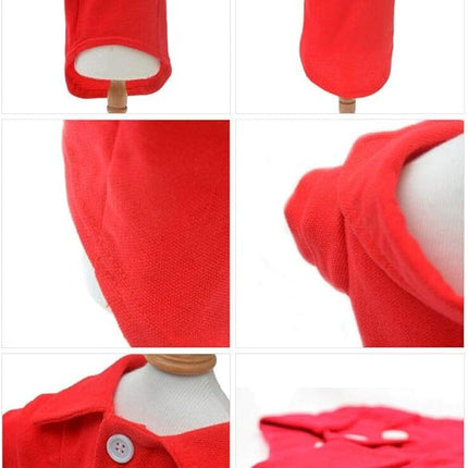 lovelonglong Basic Dog Polo Shirts Premium Cotton, Polo T-Shirts for Large Medium Small Dogs with a Two-Button Collar Blank Color Red XS
