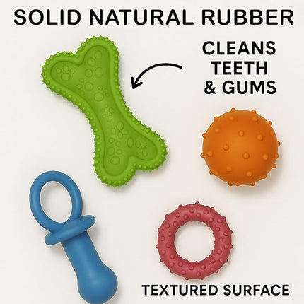 Jalousie Chew Toy Natural Rubber chew Toy for Interactive Play Toy Ball Rope Rubber Value Set for Small to Medium Breed Dog mutt Puppy